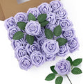DuHouse 50Pcs Artificial Roses Flowers Fake Roses with Stems Real Touch Foam Flowers for DIY Wedding Bouquet Baby Shower Centerpiece Floral Arrangement Party Home Decor(Lilac)