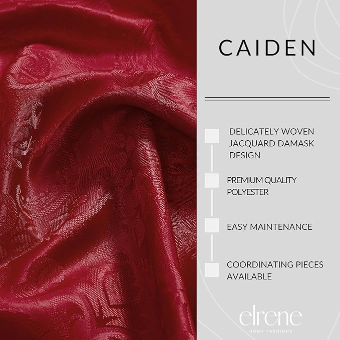 Elrene Home Fashions Caiden Elegance Damask Waterproof, Stain & Wrinkle Resistant Fabric Placemats (Set of 4), 13" x 19", Red