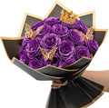 Waipfaru 24 Pcs Glitter Roses Bouquet, DIY Fake Flowers Bouquet, Artificial Purple Rose Bouquet for Valentines, Mothers Day Gifts, Anniversary, Engagement, Wedding