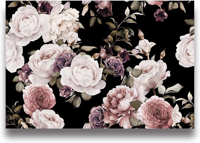 Peony Flowers Wall Mural - Purple Flower Wallpaper, Rose Mural - 158" x 110" (Not Self-Adhesive)