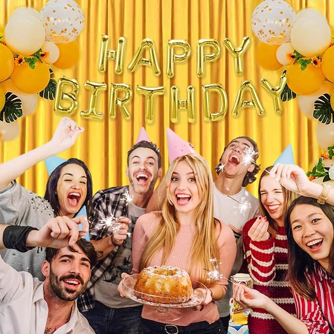 10 x 10 Feet Yellow Backdrop Curtain for Partie, Stain Background Curtains for Photoshoot, Birthday, Wedding, Halloween, Thanksgiving, Christmas, New Year Party Decorations 5Ft x 10Ft, 2 Panels