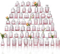 Glass Bud Vase Set of 60 - Small Vases for Flowers in Bulk - Assorted Vintage Crystal Vases for Flowers, Table Centerpieces (Pink, 60 Pcs)
