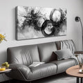 JuhaiArt Black Wall Art Large Abstract Picture Wall Decor White Canvas Art Circle Modern Artwork for Living Room Office 24"x 48"