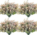 RECUTMS 12 Bundles Artificial Bushes Greenery Plants Stems Faux Shrubs Boxwood Plants Outdoor UV Resistant Fake Eucalyptus for Farmhouse Home Wedding Patio Backyard Indoor Outdoor Decor(Dusty Pink)