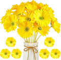 WILLBOND 18 Pieces Artificial Gerbera Daisies Flowers Fake Daisy Faux Boho Daisy Flowers Bouquet 15 in for Boho Birthday Decorations Wedding Home Decor (Yellow)
