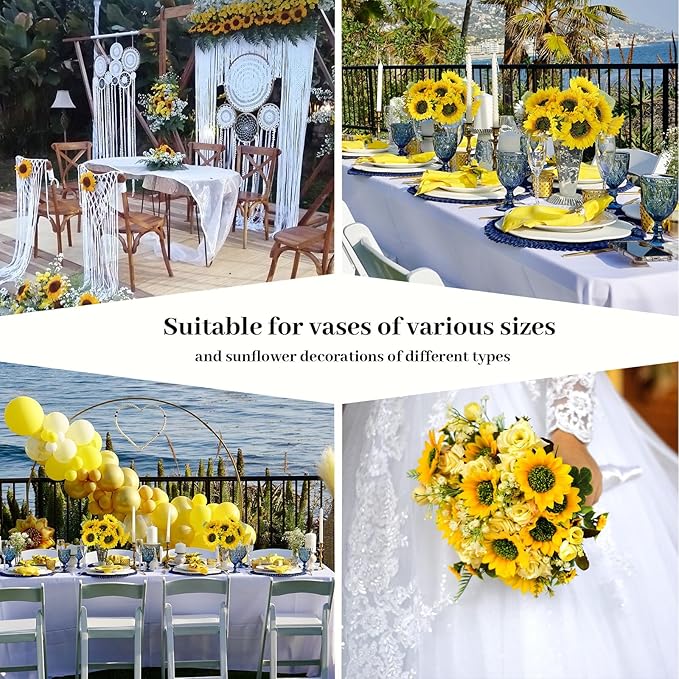 Sunflowers Artificial Flowers,7 Pcs Fake Sunflowers with Stems,Artificial Sunflower Bouquet for Sunflower Decor,Kitchen Decor,Silk Flowers for Home Decor Indoor,Flower Centerpieces for Tables