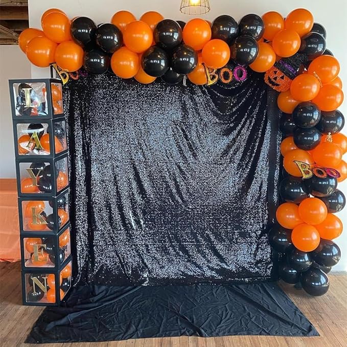 Black Sequin Backdrop 8FTx8FT 1 Panel Sequin Backdrop Curtain for Parties Glitter Backdrop Drapes for Wedding Baby Shower Photography Background
