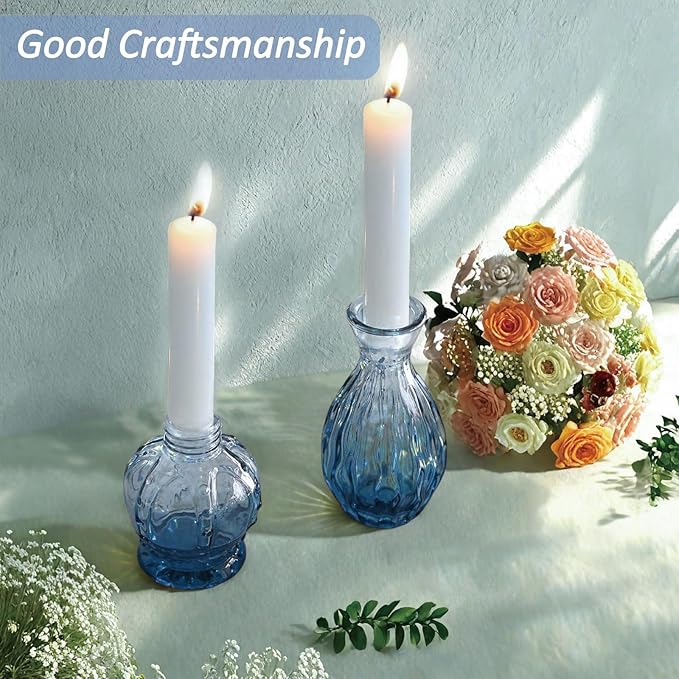 Glass Bud Vases Set of 40 PCS, Small Flower Vases for Wedding Centerpiece Table Decoration, Vintage Vase in Bulk for Flower Arrangements, Mini Vase for Birthday Party, Festival Home Decor, Blue