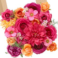 Serwalin Artificial Hot Pink & Orange Flowers, Magenta Silk Fake Flowers, Autumn Faux Flowers for Wedding Bouquet, Table Centerpieces, Home Decor