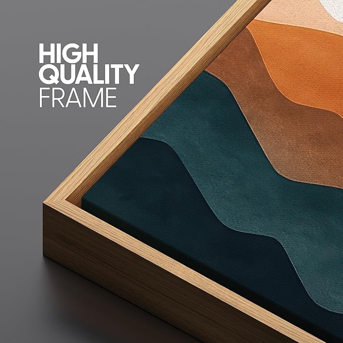 SIGNFORD Large Framed Canvas Print Wall Art Colorful Geometric Overlapping Mountains Illustrations Modern Art Relax/Calm Warm for Living Room, Bedroom, Office - 60"x20"