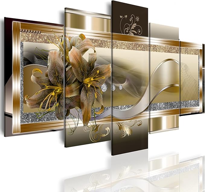 LUDUHU Orchid Flowers Canvas Print - Abstract Floral Wall Art - Yellow Poster for Bedroom (80x40inch Oversize)