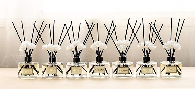 CULTURE & NATURE Reed Diffuser Set 6.7oz (200ml) French Perfume Scented Diffuser with Sticks Home Fragrance Reed Diffuser for Bathroom Shelf Decor