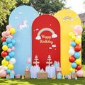 Rainbow Arch Backdrop Cover 8FT 7.2FT 6.6FT Stretchy Wedding Arch Covers Set of 3 Spandex Fitted Blue Yellow Red Fabric Backdrop Cover for Party Baby Shower Birthday Decoration