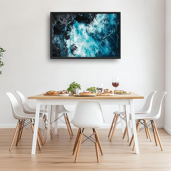 Blue Ocean Large Wall Art Framed Wall Decor for Living Room Ocean Reef Pictures Oversized Canvas Print Painting Modern Extra Large Artwork for Bedroom Office Home Decor 36"x24"