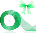 1.5 inch Sheer Organza Ribbon Green Chiffon Ribbon for Gift Wrapping Christmas Halloween Decoration Wedding Flower Bouquet Crafts 50 Yards