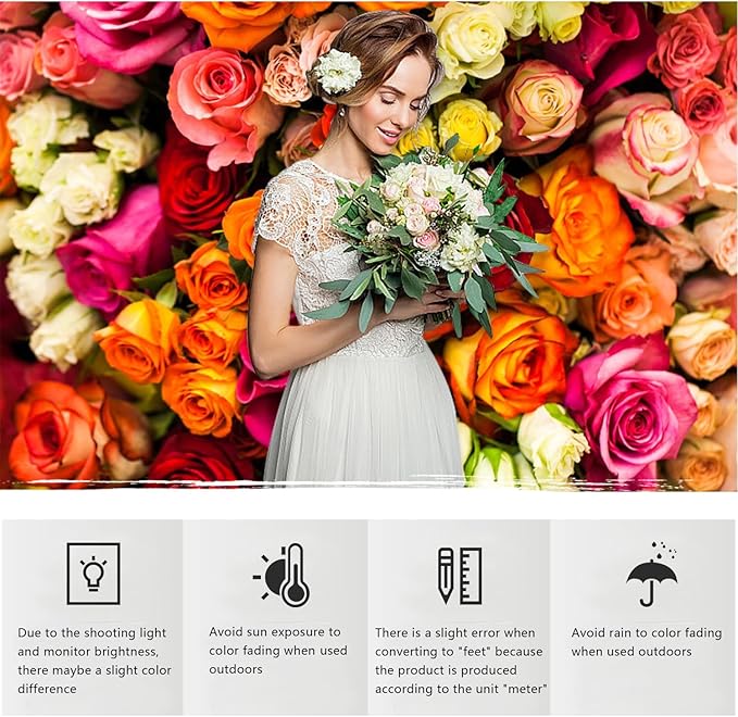YongFoto 10x7ft Vinyl Flower Backdrop Lush Blossom Red Orange Floral Beautiful Photography Background for Couples Wedding Anniversary Marriage Ceremony Mother's Day Portrait Photo Studio Props