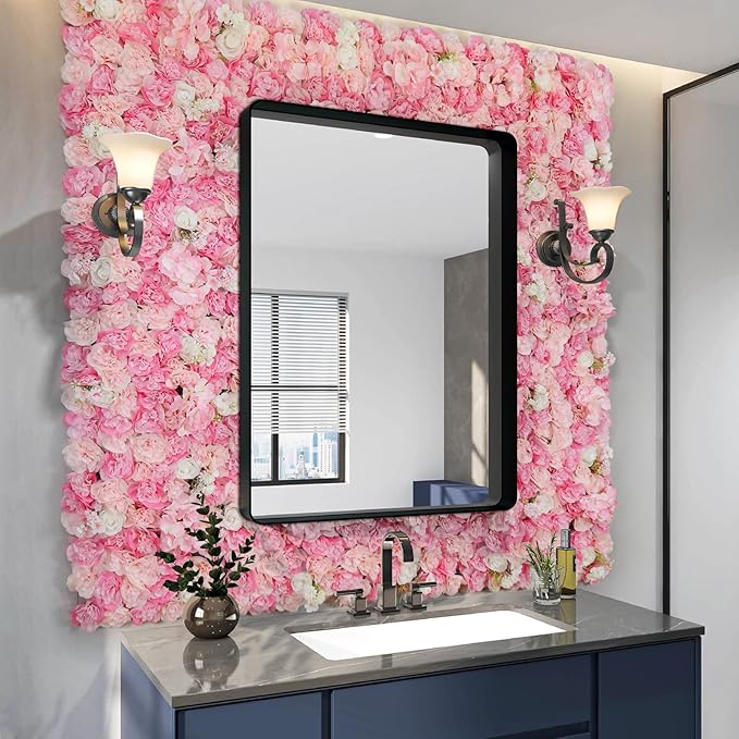 3D Flowers Wall Panel 15 * 15inch-12Pcs Artificial Flower Wall Background Silk Rose Mat for Home Party Wedding Backdrop Wall Decor Shop Photo Backdrop Floral Wall Arrangement