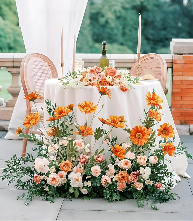 6PCS Orange Daisies Artificial Flowers 36 Heads 29.52”Realistic Fake Daisies with Stems for Tall Vase Wedding Party Outdoor Arrangement Aisle Room Porch Home Decor(Orange)