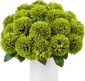 SITUMEIZI 12 Pcs Green Artificial Chrysanthemums Flowers Ball Flower Fake Mums Silk for Wedding Home Kitchen Decoration Floral Arrangement