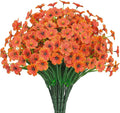 Outdoor Artificial Flowers 21 UV Resistant Bundles Fake Flower Plastic Plants Faux Silk Flowers Porch Hanging Garden Porch Window Box Decorating (Orange)
