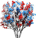 Mandy's Red White Blue Artificial Baby’s Breath European Flowers 6 Bundles Silk Gypsophila with Bendable Stems for Fall Thanksgiving & Christmas Centerpiece Wedding Decor and Table Arrangements