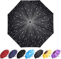 YumSur Compact Travel Umbrella - Windproof, Reinforced Canopy, Tested in 60mph Winds, Strong Reinforced Windproof Umbrella, One Touch Auto Open/Close for Men & Women