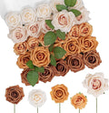 TINGE TIME Terracotta Rose Flowers, 26pcs Artificial Flower for Decoration Fake Rose with Stem for DIY Autumn Wedding Bouquets Centerpieces Bridal Shower Party Flower Arrangements Fall Decorations