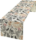Gothic Table Runner,Black White Skull Moth Pumpkin Halloween Table Runner for Home Kitchen Table Dining Garden Farmhouse Wedding Party Decor 13x120 Inch