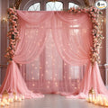20×10ft Dusty Rose Tulle Backdrop Curtain with Lights String for Parties, Sheer Curtain Backdrop Drapes for Wedding Party Home Decorations