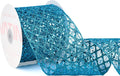 VATIN 4" Turquoise Christmas Ribbon, Blue Glitter Mesh Diamond Web Sequin Dots Wired Christmas Ribbon for Gift Wrapping Bow Making Wreath Supply-10 Yards