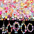 Assorted 200-260PCS Mixed Colors Acrylic Beads for Bracelet Making, Flower Bow GummyBear Bracelet Charms,Cute Beads for Jewelry Making DIY Necklace Keychain Phone Charm Christmas Gift