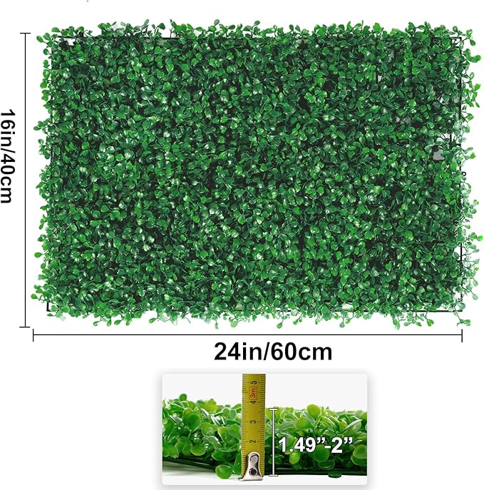 24 Pieces 24"x 16" Artificial Boxwood Panel, Grass Wall Panel, Boxwood Hedge Wall Panels UV Protected Suitable for Artificial Green Wall Decor, Fence Garden Wedding Backyard Decor