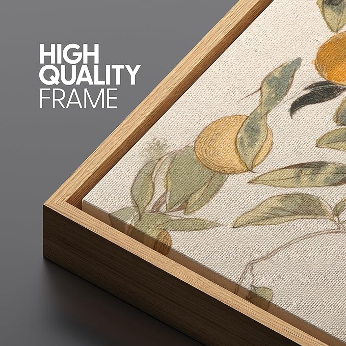 SIGNFORD Large Framed Canvas Print Wall Art Vintage Citrus Botanical Rustic Orange Orchard Illustrations Modern Art Relax/Calm Warm for Living Room, Bedroom, Office - 60"x20"