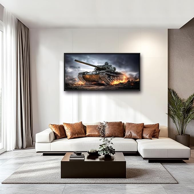 Military Tank Large Wall Art Framed Wall Decor for Living Room Tank Pictures Oversized Canvas Print Painting Modern Extra Large Artwork for Bedroom Office Home Decor 60"x30"