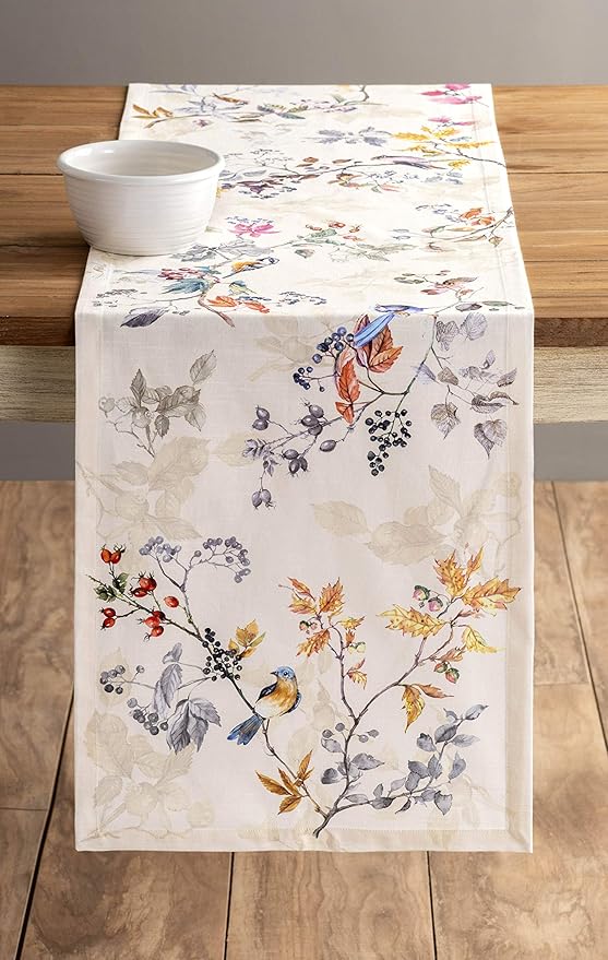 Maison d' Hermine Table Runner 100% Cotton Single Layer Table Runners 60 inches Long for Thanksgiving Christmas Decorations Home Kitchen Dining Party Wedding (Equinoxe - Beige, 14.5" x 60")