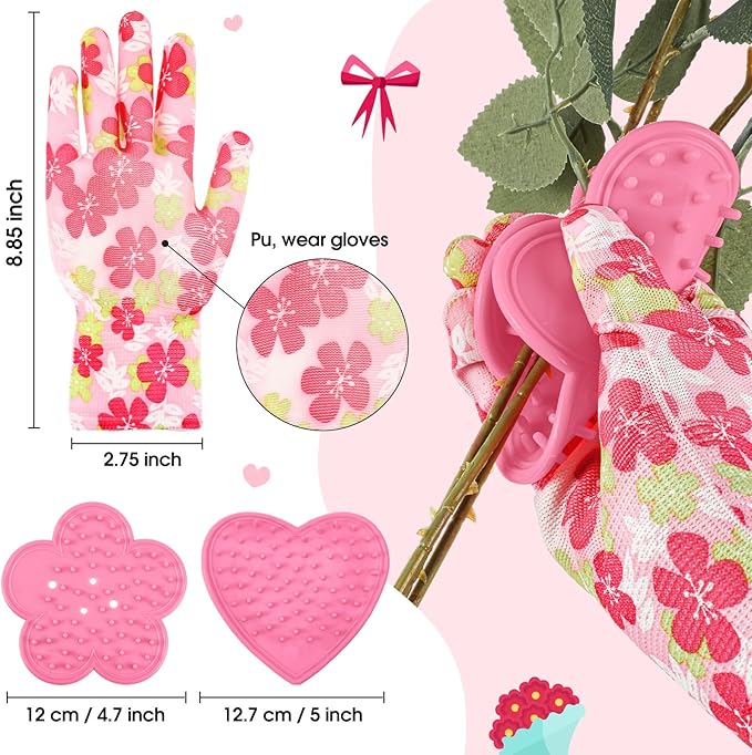 Lasnten 14 Pcs Rose Stripper Thorn Remover Tool Garden Pruning Shears Scissors Kit Leaf Stripping Tool Floral Gloves and Floral Tape Flower Stripper Kit Gift for Wedding Outdoor Gardening