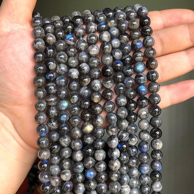 8MM 45PCS Natural Labradorite Gemstone Crystal Spacer Loose Beads for Jewelry Making DIY Bracelet 15 Inches 1 Strand A Grade