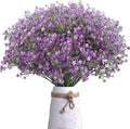 JIFTOK Babys Breath Artificial Flowers, 24 Pc Fake Flowers Gypsophila Bouquet Fall Flowers Artificial for Decoration, Real Touch Silk Flower for Wedding Christmas DIY Party Home Garden Office (Purple)