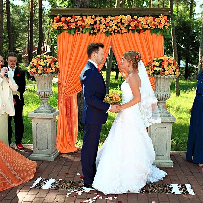 10 x 10 Feet Orange Backdrop Curtain for Partie, Background Curtains for Photoshoot, Birthday, Wedding, Halloween, Thanksgiving, Christmas, New Year Party Decorations 5Ft x 10Ft, 2 Panels