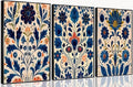 3 Pcs Blue Boho Flower Canvas Wall Art, Floral Painting Poster Wall Decor,Wildflower Botanical Picture for Wall Living Room Bathroom Bedroom Home Decoration 16 * 24 in (Poster no Framed)