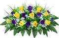 Artificial Cemetery Flowers Saddle-Shaped Tombstone Decorations Non-Fading UV-Resistant（ Yellow+Purple Saddle）
