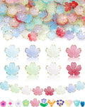 FIVEIZERO 300PCS Acrylic Cherry Blossom Flower Beads, 8 Colors Sakura Floral Bead Caps Charms for Bracelets, Necklaces & DIY Jewelry Making