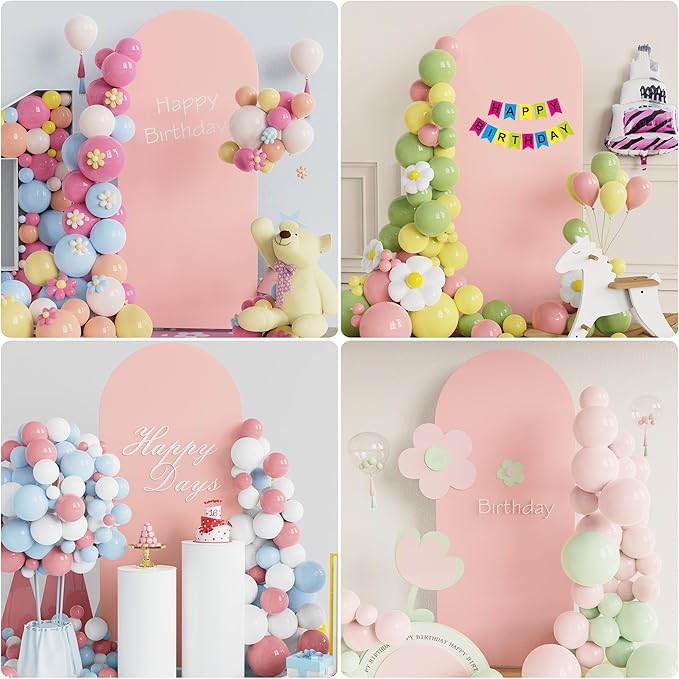 Wokceer 5FT Wedding Arch Cover Spandex Fitted Wedding Arch Stand Covers Round Top Chiara Arch Backdrop Cover for Birthday Party Ceremony Banquet Decoration Pale Pink