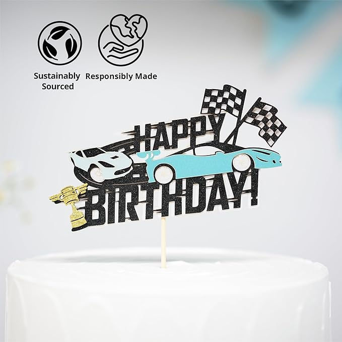 127 PCS Racecar Birthday Decorations – F1 Birthday Decorations Includes Race Car Balloon Arch Kit, Pump, Cake Topper, Paper Plates, Napkins, Forks, and Banner, for Boys & Men, Serves 20