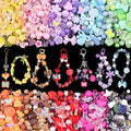 Assorted 500PCS 10 Colors Mixed Acrylic Beads for Bracelet Making, Flower Bow GummyBear Bracelet Charms,Cute Beads for Jewelry Making DIY Necklace Keychain Phone Charm Christmas Gift