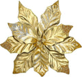 DILATATA 3 Pcs Artificial Christmas Flowers 11 Inch Glitter Poinsettia Picks Christmas Tree Ornaments Topper Decorations Gold Poinsettias Flowers for Xmas New Year Wreath Garland Wedding Party Decor