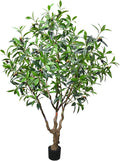 Olive Tree 7.5ft New Large Fruit, New Large Leaves - Artificial Tree, Fake Tree & Faux Tree with Sturdy Base for Indoor Outdoor Office Decor