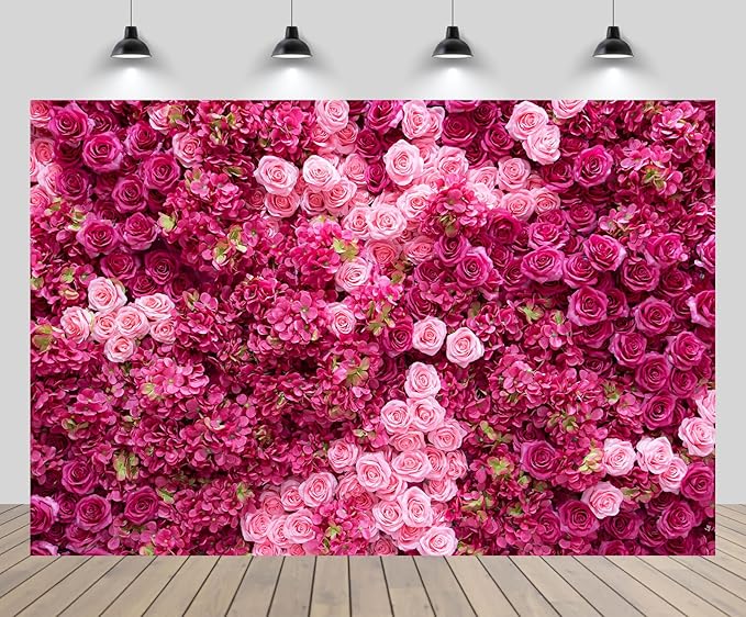 7ftx5ft Rose Wall Background Rose Photo Backdrops Spring Party Tea Party Flowers Backdrop Girls Birthday Pink Princess Party Wedding Bridal Shower Pink Floral Anniversary Ceremony Decor
