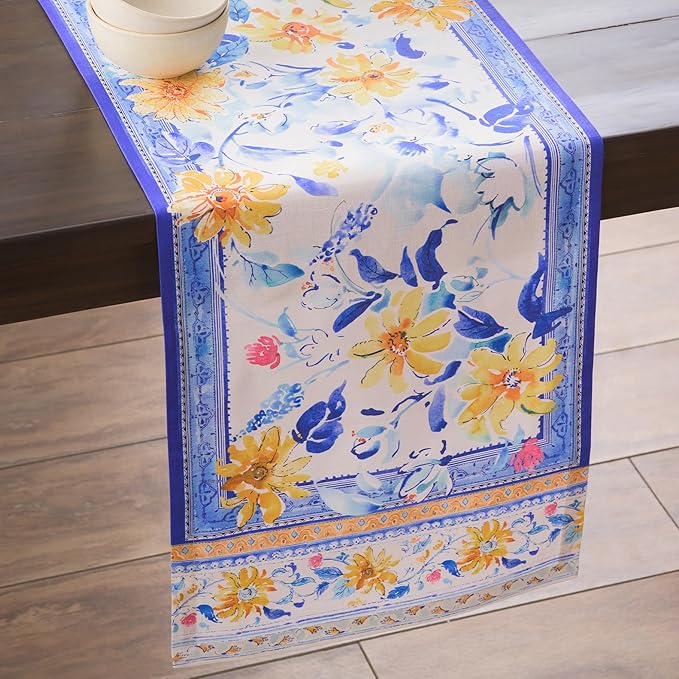 Maison d'Hermine Table Runner 100% Cotton Single Layer Table Runners 108 inches Long Decorative for Home Kitchen Dining Party Baby Shower Wedding Bridal Shower Spring Summer (Girassol,14.50" x 108")