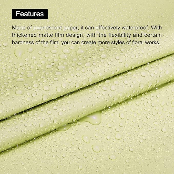 MECCANIXITY 10 Pcs Flower Wrapping Paper 22.8x22.8 Inch Waterproof Florists Wrapping Paper for Florist Bouquet Supplies, DIY Crafts, Gift/Gift Box Packaging Milk Green